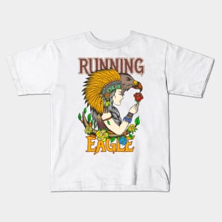 Running Eagle / Native American Girl Kids T-Shirt